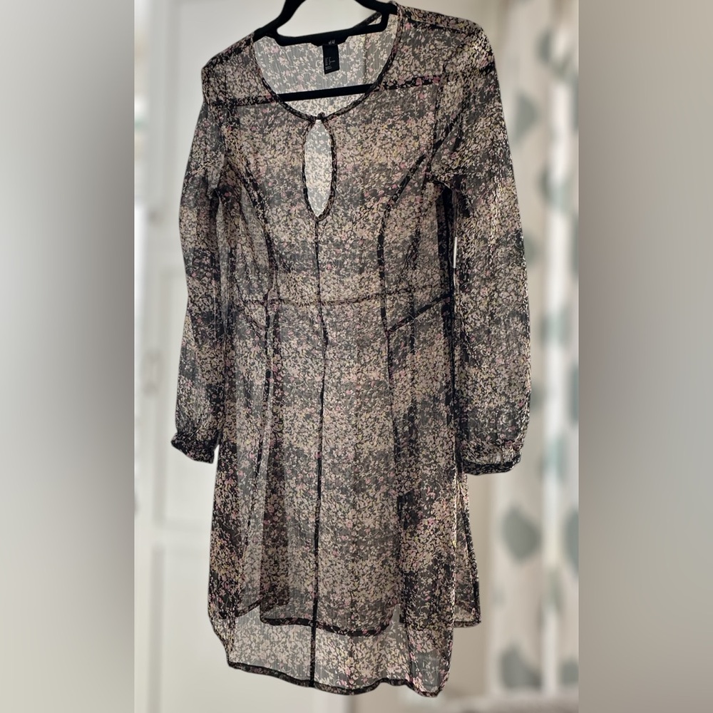H&M Sheer Overlay Floral Dress